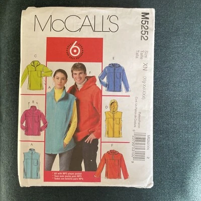 McCalls 5252 NEW Outerwear Vest & Fleece Jacket Size Xlg-Xxxl  pattern - Image 1 of 3