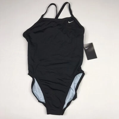 Traje de baño de una pieza Nike para mujer TALLA 8 Epic Racerback, negro liso Foto 1 de 4