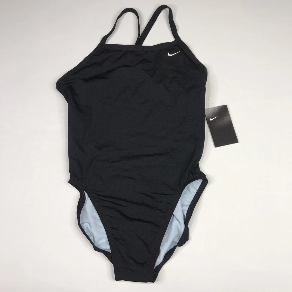 Nike Poly Core Fast Back One Piece Black Swimsuit Women 34/8 Style TFSS0082-001