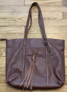 Lucky Brand Genuine Leather Tassel Double strap Zippered Tote Shoulder purse - Picture 1 of 19