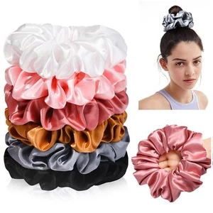 Large Silk Satin Scrunchies for Women Big Scrunchies Jumbo Satin Hair Ties Ov... - Picture 1 of 8