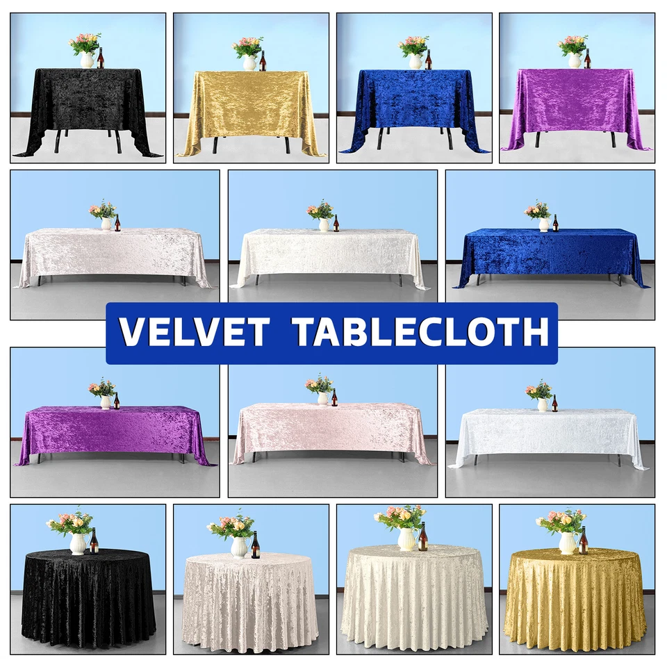 Velvet Table Cover Cloth Crushed Rectangle Tablecloth Event Wedding Party Decor - Image 1 of 1