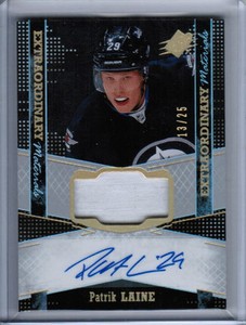 16/17 UD SPX PATRIK LAINE EXTRAORDINARY MATERIALS PATCH AUTO /25 WINNIPEG JETS