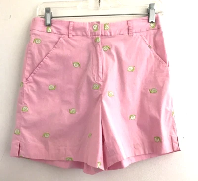 Pantalones Cortos para Mujer LILLY PULITZER Rosa con Caracoles Verdes Talla 4 De Colección Preppy Y2K Foto 1 de 4