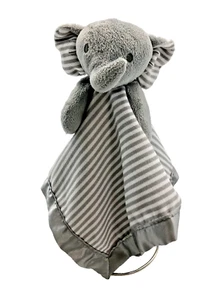 Elephant Lovey Circo Target Security Baby Blanket Gray White Striped Plush Satin - Picture 1 of 11