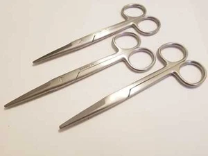 Set 3 Mayo Scissors 5 1/2" Straight STAINLESS CE First Aid Surgical Medical EMT - Picture 1 of 2
