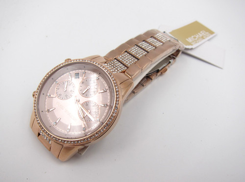 Orologio Cronografo Donna Michael Kors MK6485 Ritz Oro Rosa Bracciale Bicolore