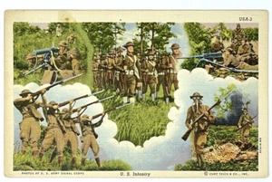 Army Various Views of U.S. Infantry Teich Linen Postcard Vintage Post Card - Picture 1 of 8