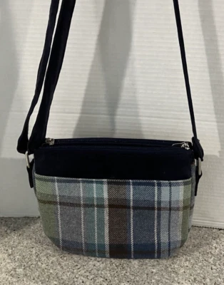 Bolso de Hombro Earth Squared Edimburgo Tweed/Pana Cartera Azul Marino Cuadros Tartán Foto 1 de 4