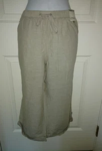 NEW YORK & COMPANY Womens Linen Blend Cropped Low Rise Roll up Pants M NWT - Picture 1 of 10