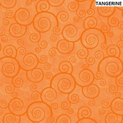 Tela de edredón de algodón Harmony Scroll O naranja mandarina de Quilting Treasures Foto 1 de 4