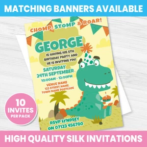 PERSONALISED DINOSAUR BIRTHDAY PARTY INVITATIONS BIRTHDAY JURASSIC INVITES - Picture 1 of 4
