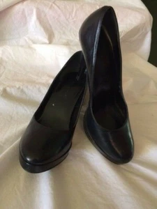 Michael Brand Damen Gr. 10M schwarz Leder Plateau runde Spitze Stiletto Pumps  - Bild 1 von 12