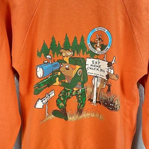 Vintage Bright Orange Hunting Themed Sweatshirt Adult Small Single Stitch - Picture 1 of 6