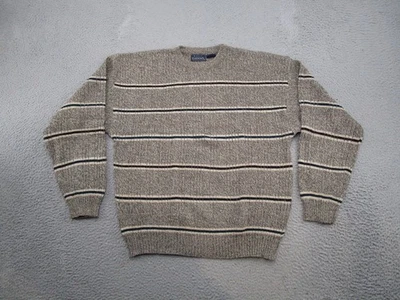 Vintage 90s Basic Editions Striped Beige Brown Knit Sweater Mens Size XL Grandpa - Image 1 of 4