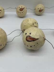 Primitive Snowman Snowball Face Wire Garland Folk Art Swag Tree Mantel Decor 65” - Picture 1 of 12