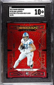 2023 Panini Obsidian Asia Red Flood Electric Etch #130 Sam LaPorta /90 SGC 10 - Picture 1 of 2