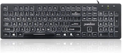 Perixx PERIBOARD-317 Wired Backlit USB Keyboard, Big Print Letter with White Ill - Image 1 of 4