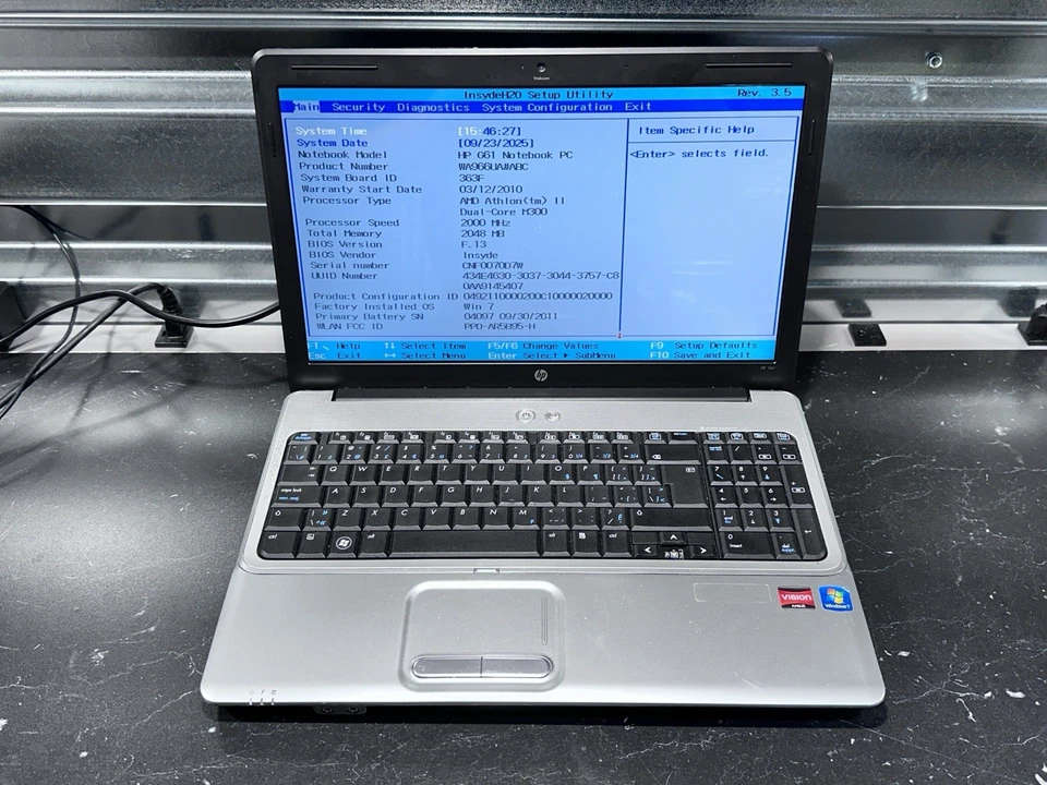 "Laptop HP G61-408CA 15,6"" AMD Athlon II M300 2 GB RAM SIN HDD/OS Botas a BIOS" Foto 1 de 4