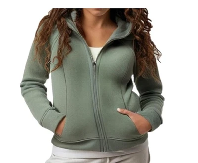 带标签全新带标签 LULULEMON 水肺连帽衫全拉链深森林绿色尺寸 2 4 G1N — 第 1/4 张图片