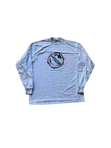 T-shirt grafica vintage Sea Kayak Symposium grigia manica lunga taglia large anni 90 - Foto 1 di 4