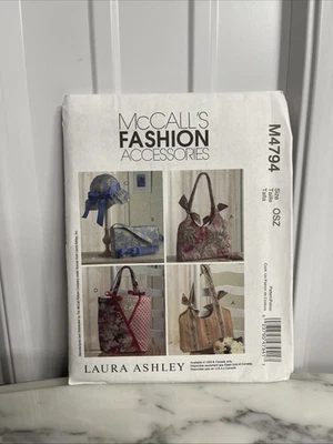 Uncut McCall's M4794 LAURA ASHLEY Handbags, Purses & Hat w Ribbon Detail  - Image 1 of 3
