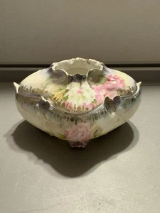 Ricevitore per capelli, RS Prussia antico, bianco dipinto a mano rosa guscio d'uovo porcellana - Foto 1 di 10