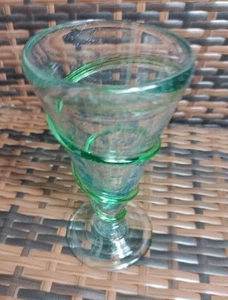 Mexican Hand Blown Goblet Water Wine Glass Green Swirl 6.5” Replacement 6oz - Picture 1 of 4