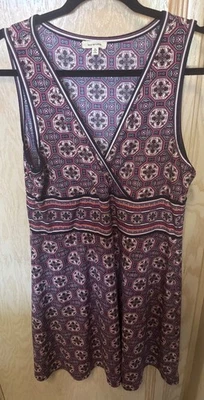 Vestido MAX STUDIO Mujer Talla XL Púrpura Floral Geométrico Cuello en V Plisado Elástico Foto 1 de 4