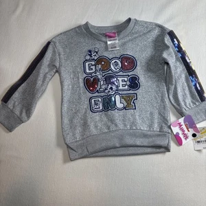 Girls Disney Jr. Minnie 2T Good Vibes Only Long Sleeve Shirt Gray NWT - Picture 1 of 8