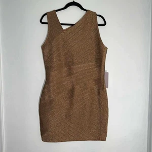 JS Collections Bronze Metallic Sleeveless Bodycon Dress Size 14 Party - Picture 1 of 11