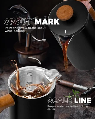 Cafetera prensa francesa 34 oz, mango de madera, acero de doble pared Foto 1 de 4