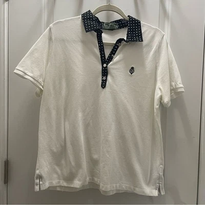 Polo Ralph Lauren Blanco con Ribete de Lunares Negro Damas Talla 1X Foto 1 de 4