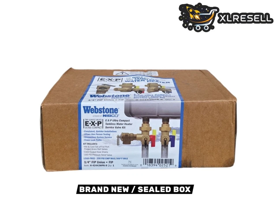 Webstone 3/4 in EXP Tankless Water Heater Service Valve Kit H-42443WPR-R - Image 1 of 4