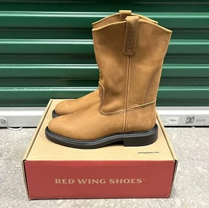 NEW Vintage Red Wing 1105 Pecos Leather Work Boots Soft Toe USA Sz 7.5 D Tan - Picture 1 of 11