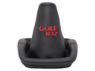 PARA VW GOLF 4 IV FUNDA PALANCA DE CAMBIO CUERO NEGRO BORDADO GOLF R32 ROJO - Imagen 1 de 4