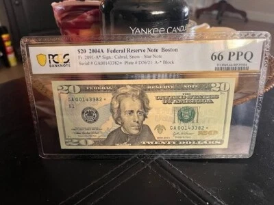 2004A $20 Federal Reserve Note PCGS 66 PPQ ( Boston A*)  Fr 2091-A* - Image 1 of 3