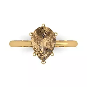 2 tcw Pear Cut Engagement Ring for Women, 14K Yellow Gold Champagne Promise Ring - Picture 1 of 11