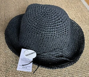 Black Straw Paper Hat NWT New Look - Picture 1 of 5