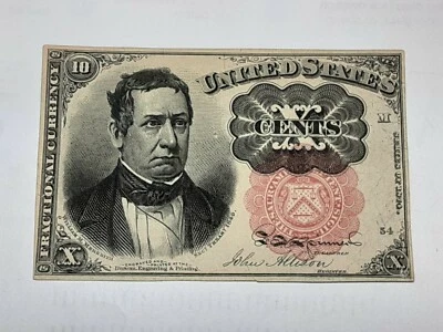 5th ISSUE 10 CENT FRACTIONAL CURRENCY F-1265 FLAWLESS NOTE NOT EVEN YELLOWED - Image 1 of 4