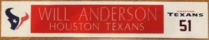 WILL ANDERSON HOUSTON TEXANS FULL COLOR LOGO WITH ENGRAVED NAME PLATE - Picture 1 of 1