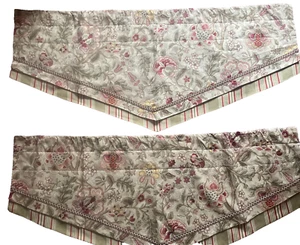 Waverly Imperial Dress Jacobean Gold Red Floral Striped Valances Set of 2 - Imagen 1 de 8