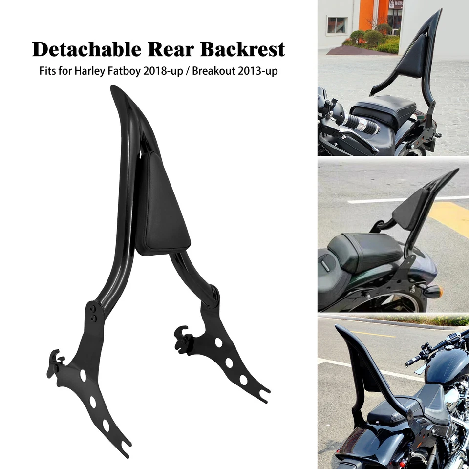 Detachable Sissy Bar Passenger Backrest W/ Pad Fit For Harley Fat Boy Breakout Foto 1 de 4