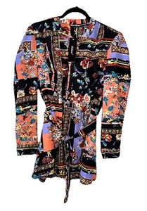 TOLANI Collection Size S Gene Floral Long Sleeve Tunic Top Black NWT - Imagen 1 de 10