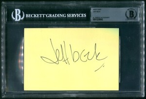 JEFF BECK VINTAGE 1976 SIGNED 4X6 INDEX CARD GUITAR LEGEND HOF THE YARDBIRDS BAS