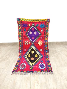 Moroccan Vintage Red Area Rug 3x5 Handmade Berber Geometric Boujaad Runner Rugs - Picture 1 of 8
