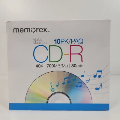 Memorex Music CD-R 10 pack 40x 700MB 80 minutes – NEW SEALED - Image 1 of 3