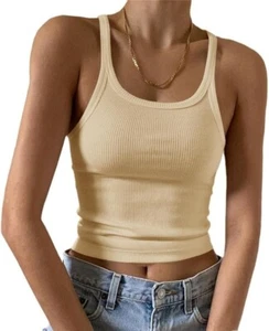 Artfish Women's Sleeveless Tank Top Form Fitting Scoop Neck Ribbed Knit Basic Ca - Picture 1 of 26