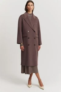 COUNTRY ROAD Double Breasted Soft Coat - Truffle - size L - XL - RRP $499.00 - Picture 1 of 4