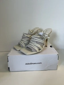 ALDO Sandalias de Tacón Blanco Dorado Tacón de Bambú Talla UK 5 EUR 38 - Imagen 1 de 12
